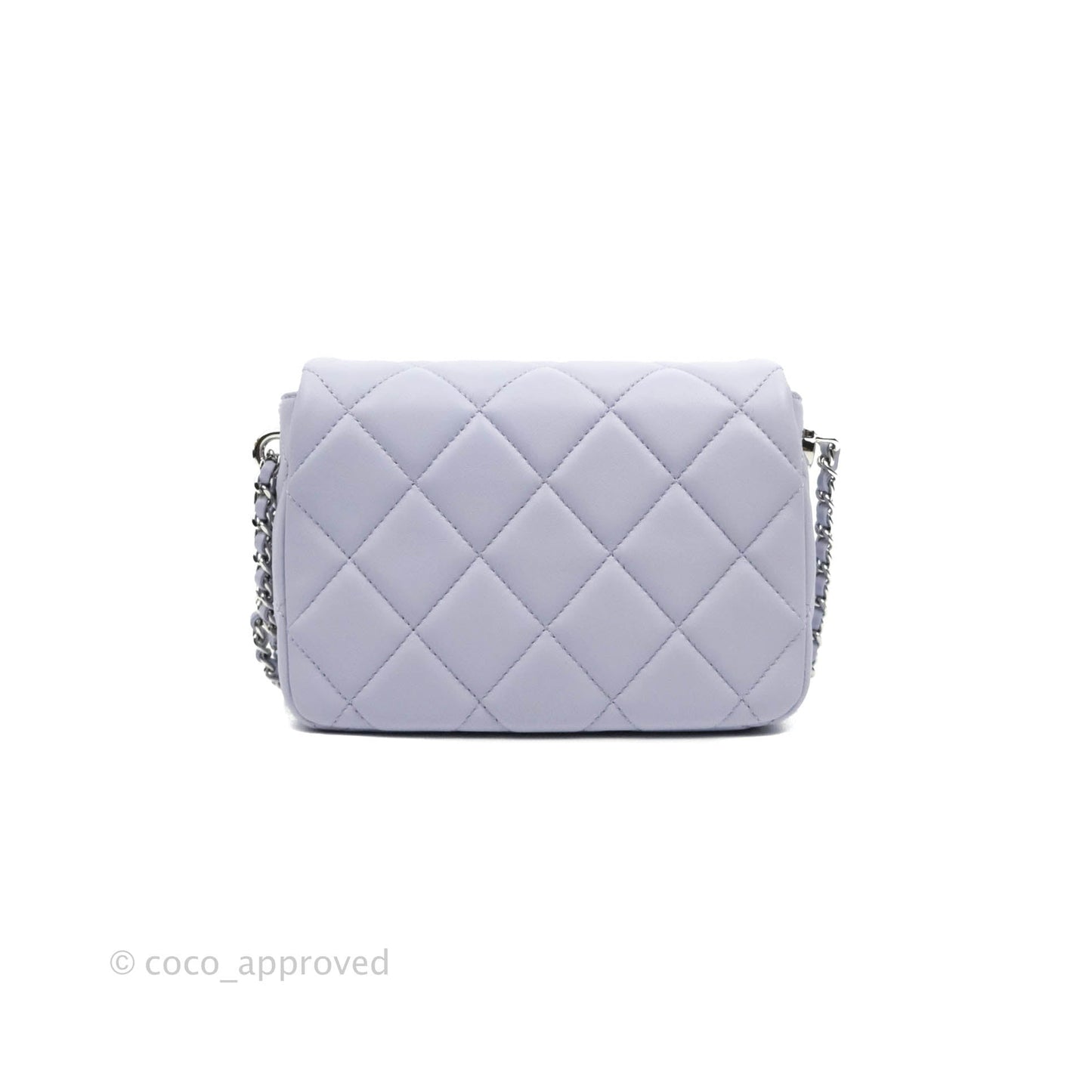 Chanel Quilted My Perfect Mini With Pearl Lilac Lambskin Silver Hardware