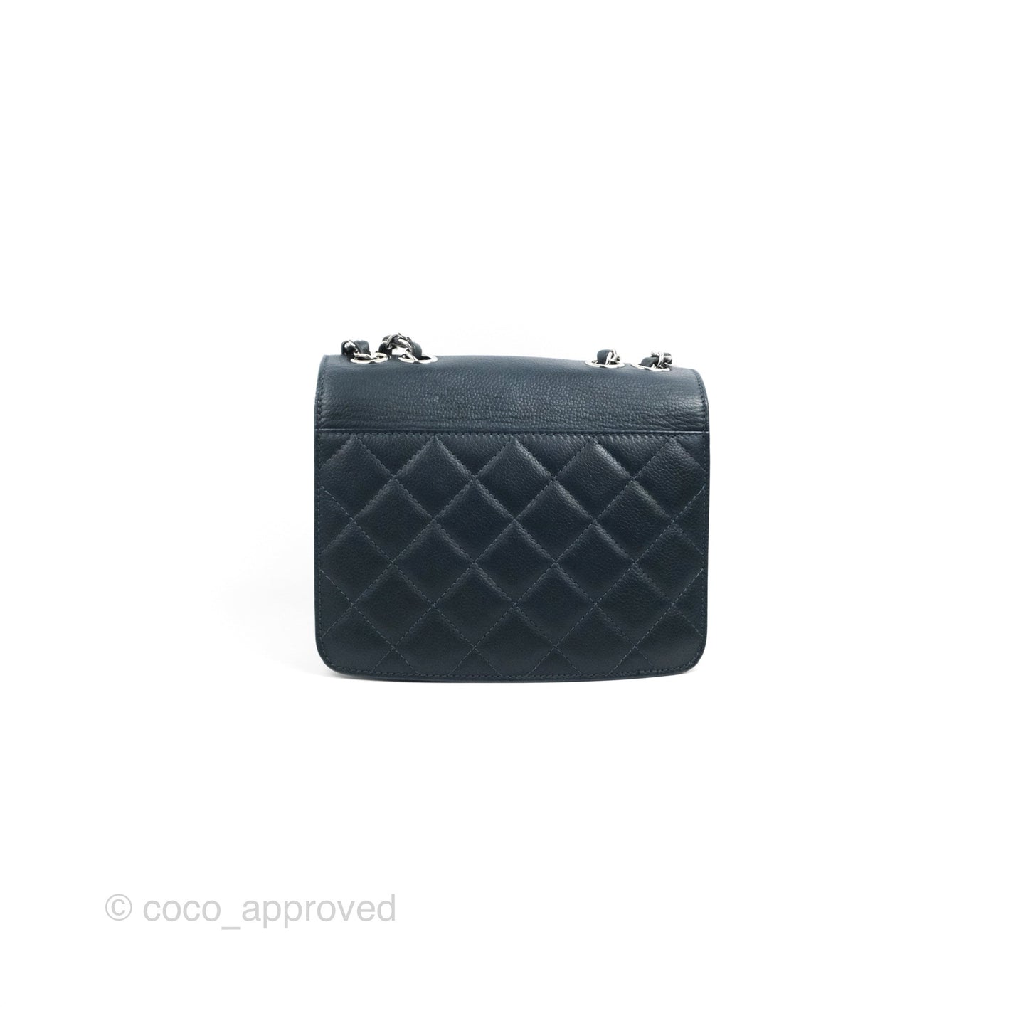 Chanel Small CC Box Flap Bag Prussian Blue Caviar Silver Hardware