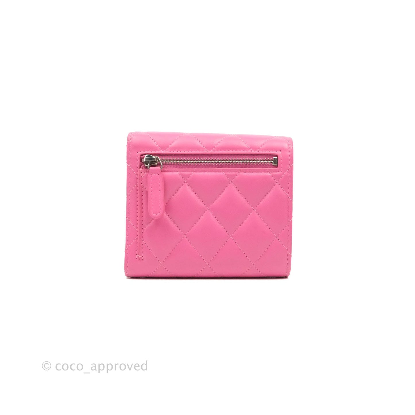 Chanel Classic Flap Wallet Pink Lambskin Silver Hardware