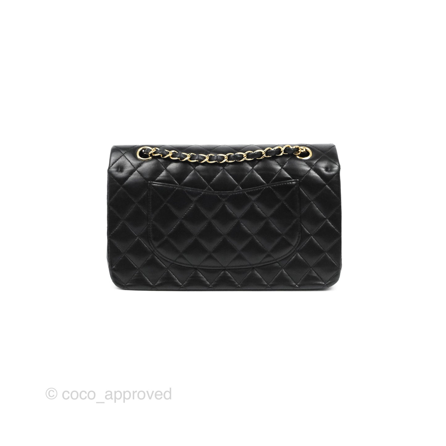 Chanel Classic M/L Medium Flap Quilted Black Lambskin Gold Hardware