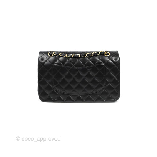 Chanel Classic M/L Medium Flap Quilted Black Lambskin Gold Hardware