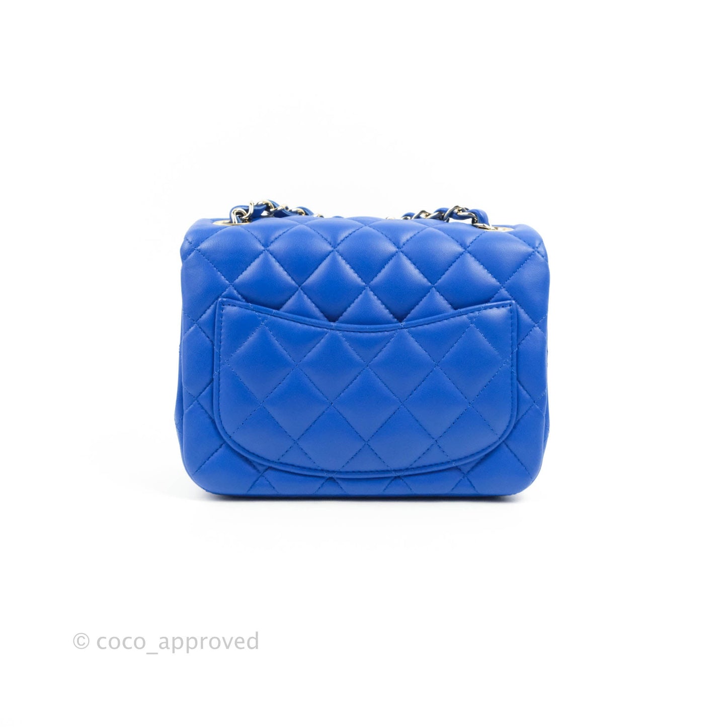 Chanel Mini Square Blue Lambskin Gold Hardware