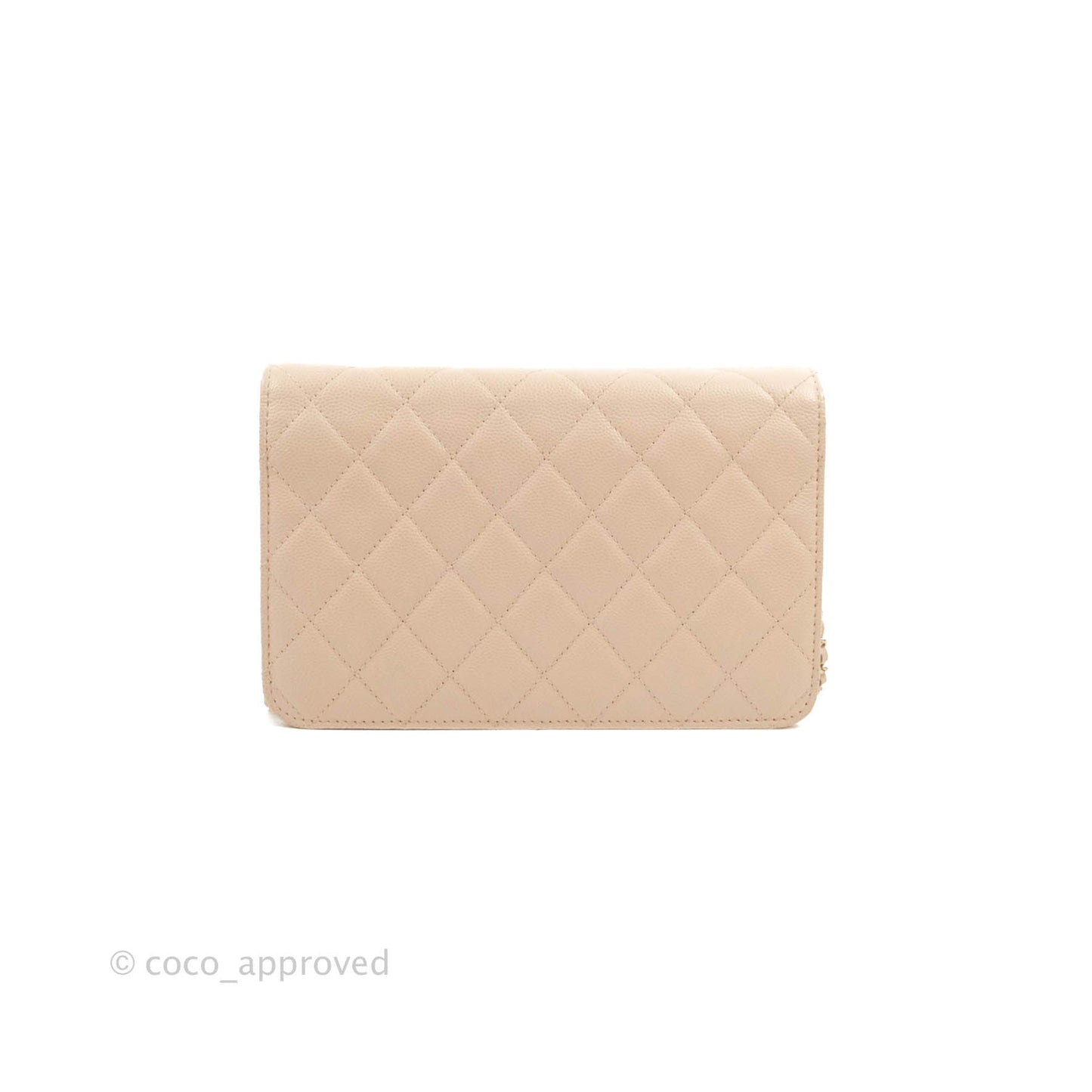 Chanel Quilted Golden Class Wallet on Chain WOC Light Beige Caviar Gold Hardware