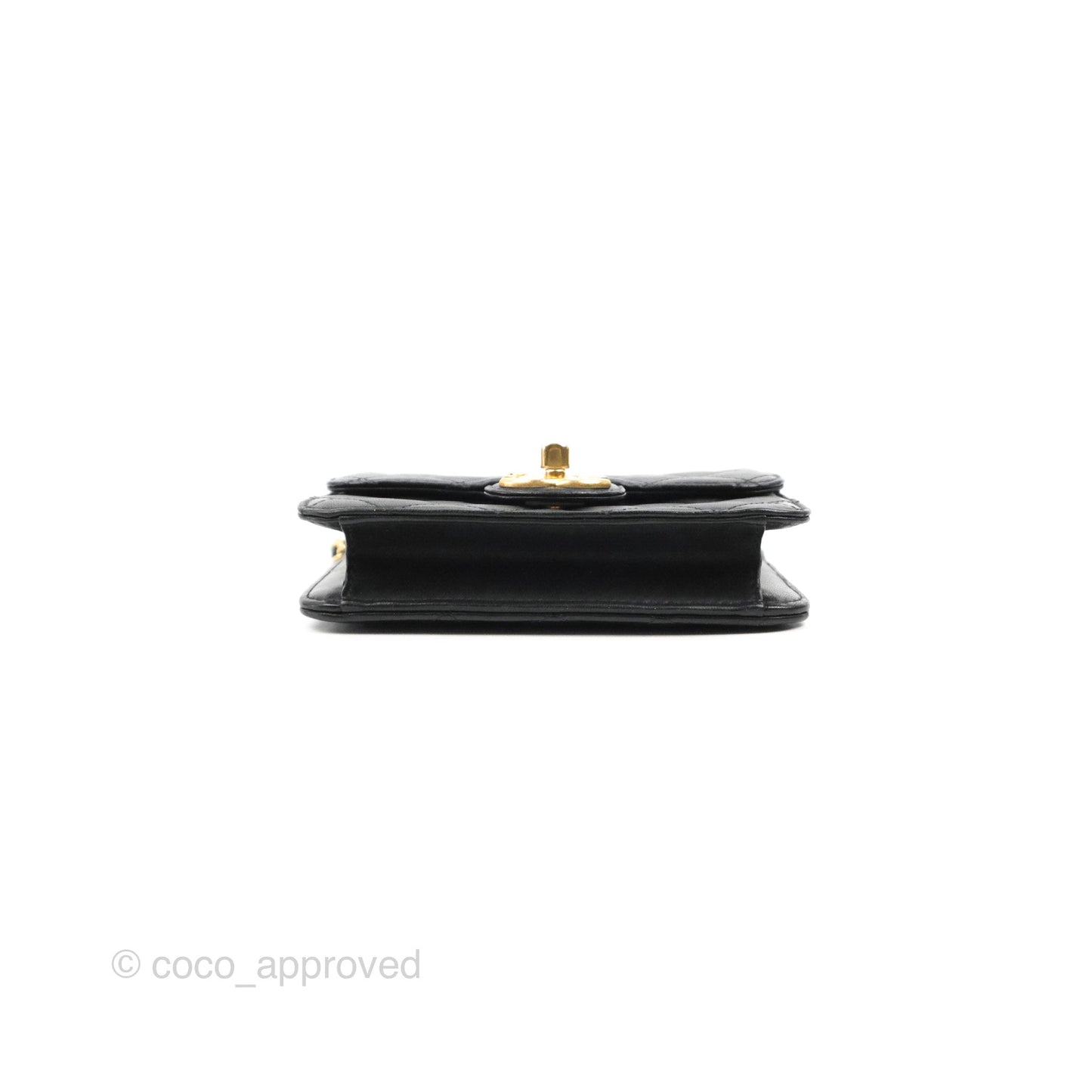 Chanel Mini Flap on Chain Black Calfskin Aged Gold Hardware