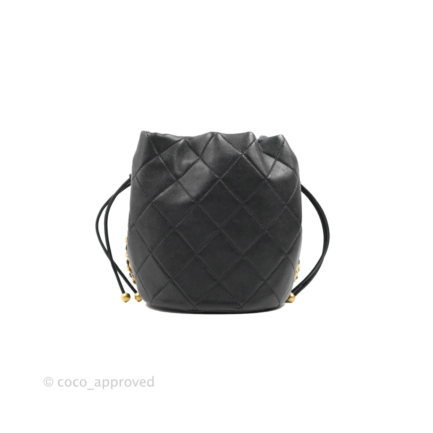Chanel Small Entwined Chain Drawstring Bucket Bag Black Lambskin Age Gold Hardware
