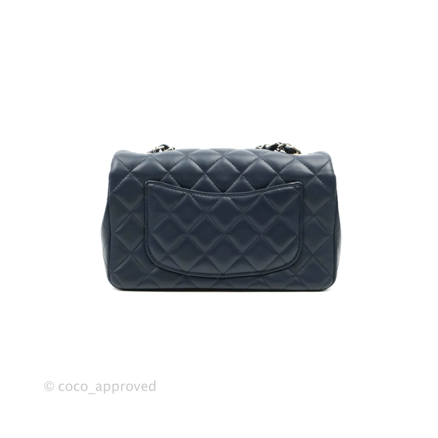 Chanel Quilted Mini Rectangular Flap Navy Lambskin Gold Hardware
