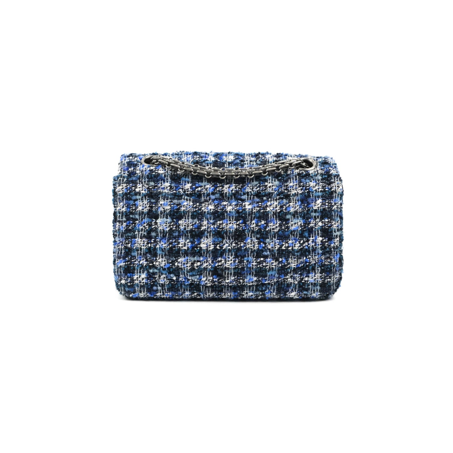 Chanel Mini Reissue 224 Blue Tweed Ruthenium Hardware