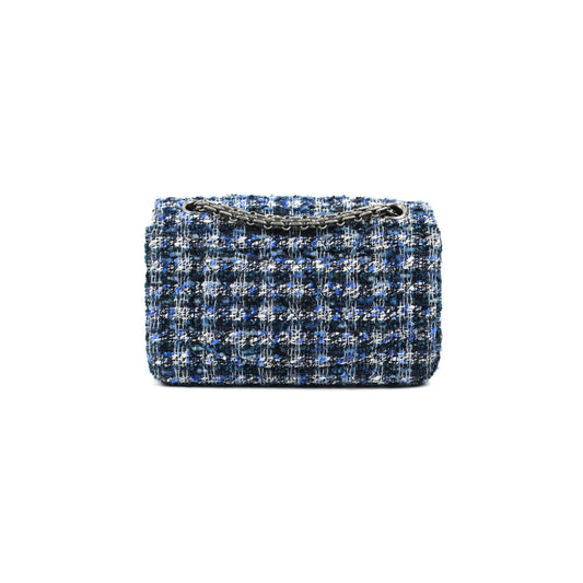 Chanel Mini Reissue 224 Blue Tweed Ruthenium Hardware