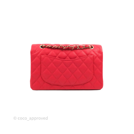 Chanel Small Classic Quilted Flap Red Caviar Gold Hardware