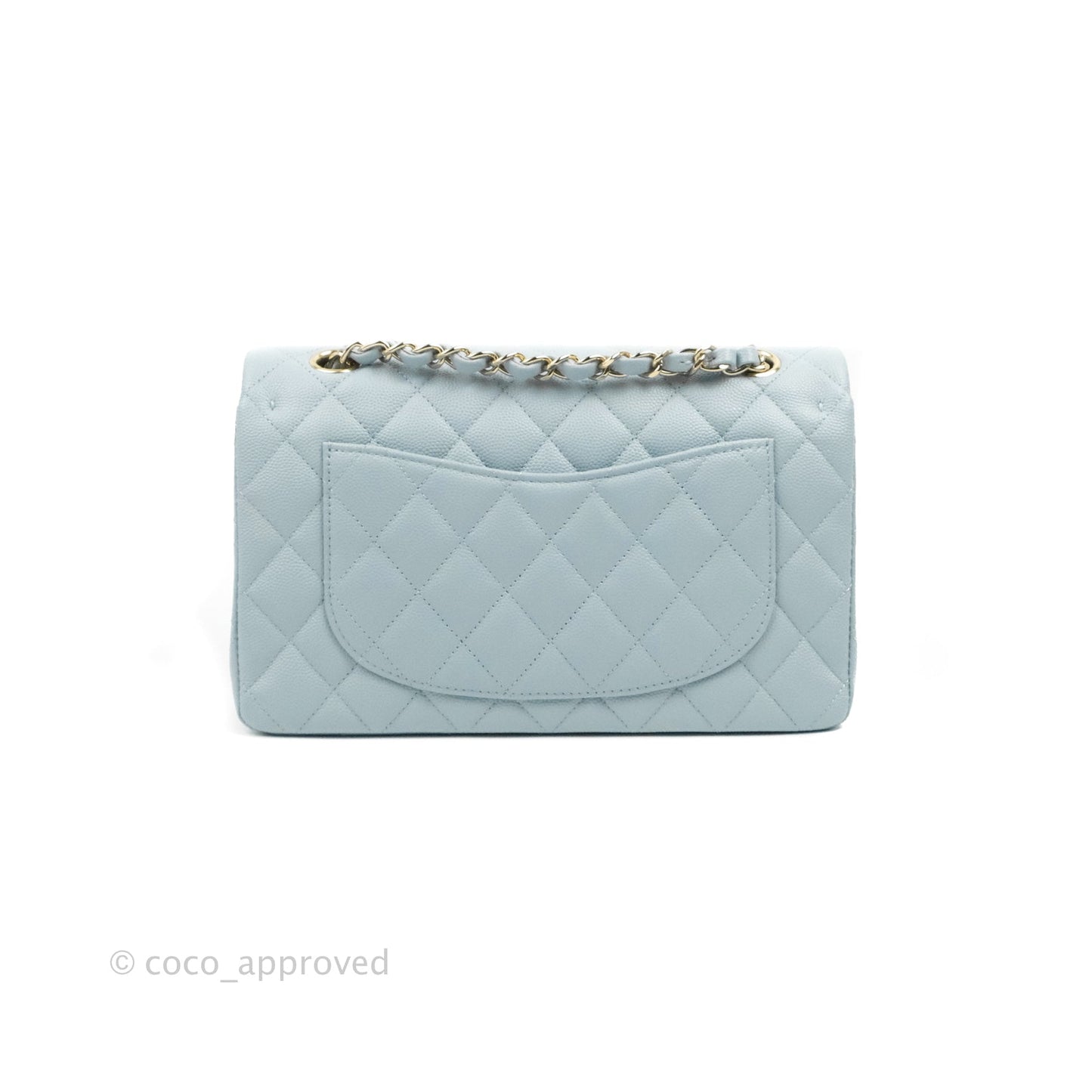 Chanel Small Classic Quilted Flap Light Blue Caviar Gold Hardware