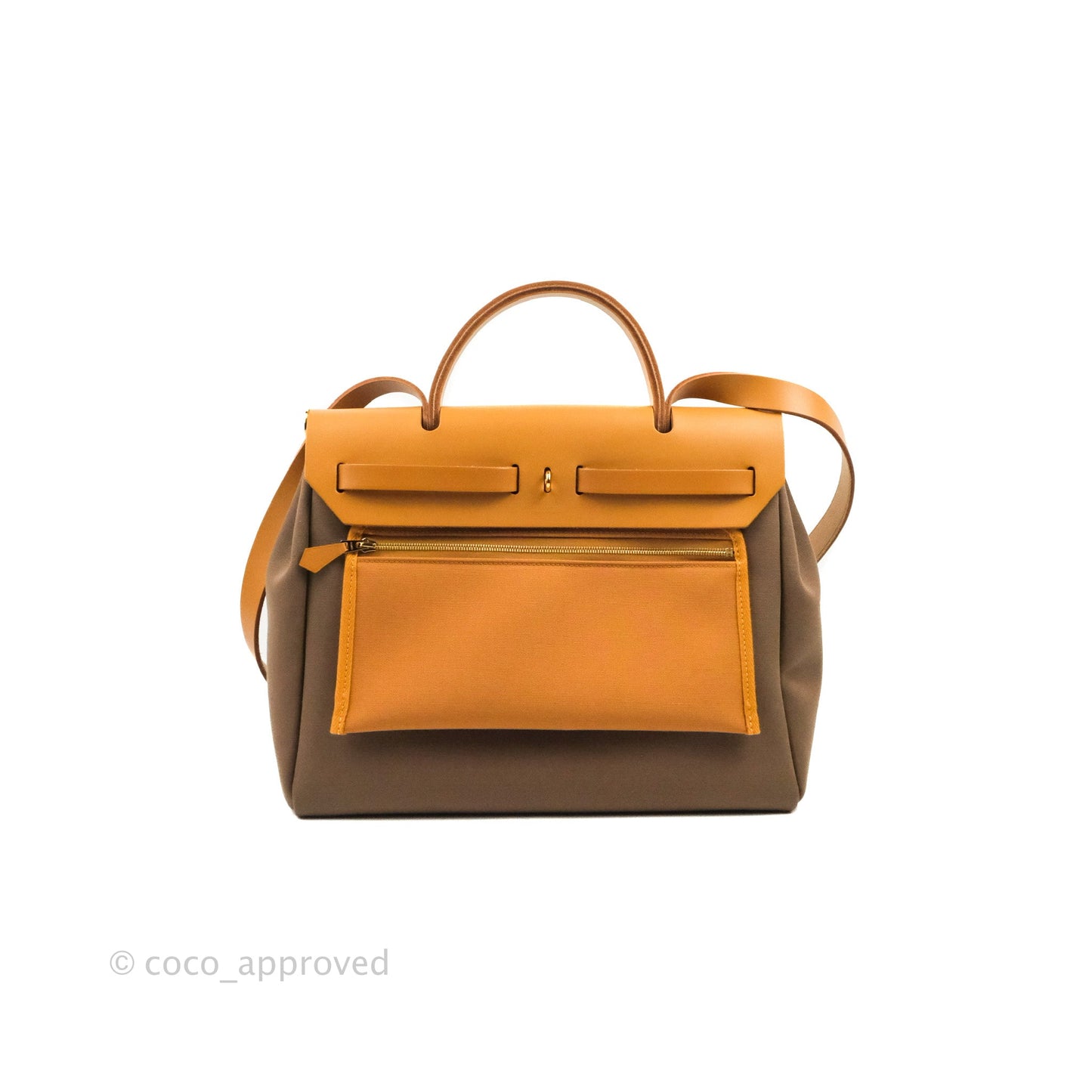 Hermès Herbag Retourne Zip 31 Etoupe-Dune/ Naturel Sable Canvas Gold Hardware
