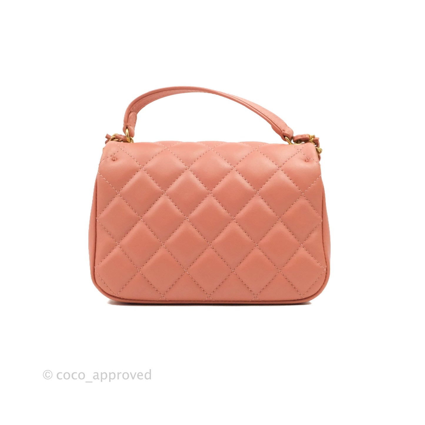 Chanel Mini Flap Bag With Top Handle Pink Lambskin Gold Hardware 20C