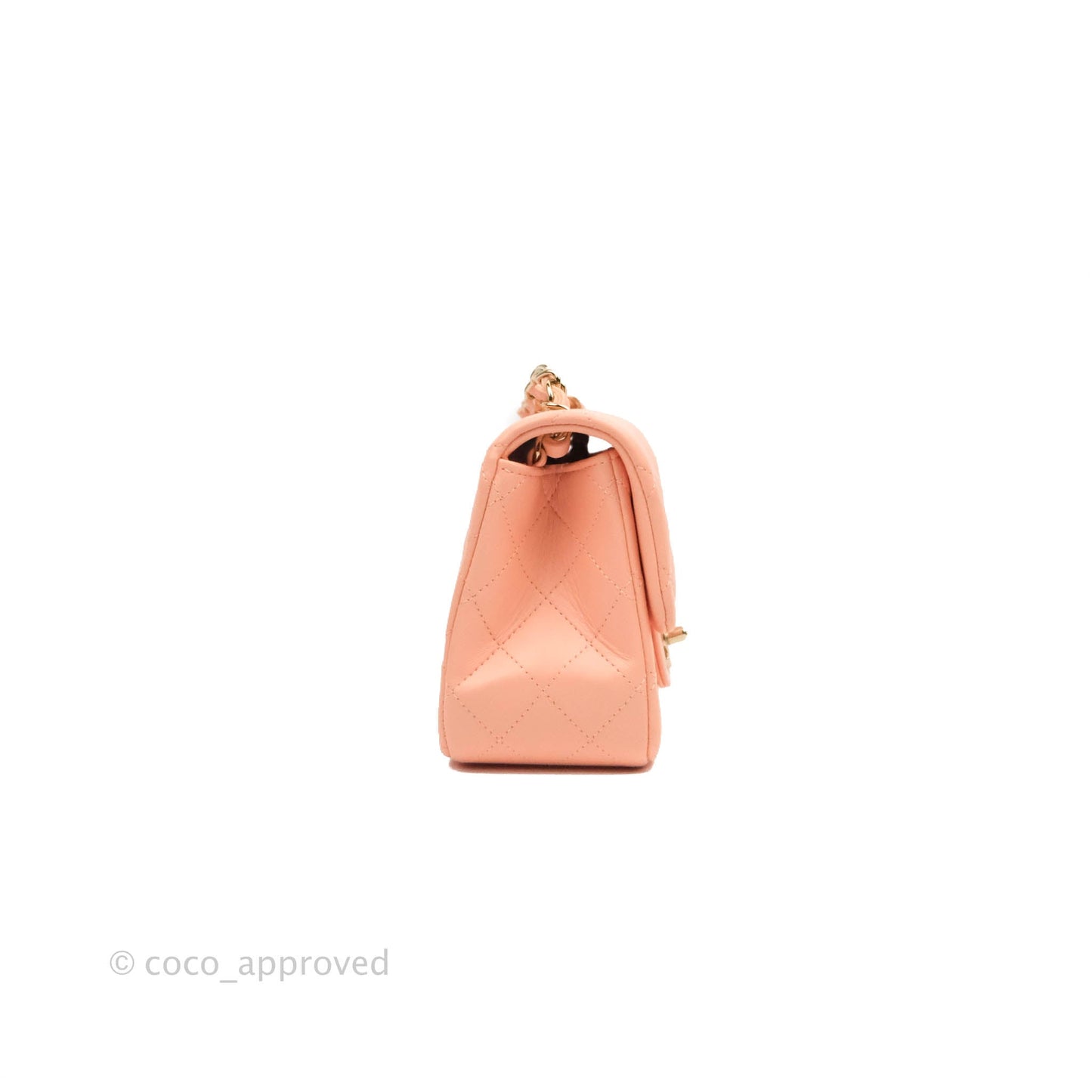 Chanel Quilted Mini Square Beige Pink Lambskin Gold Hardware