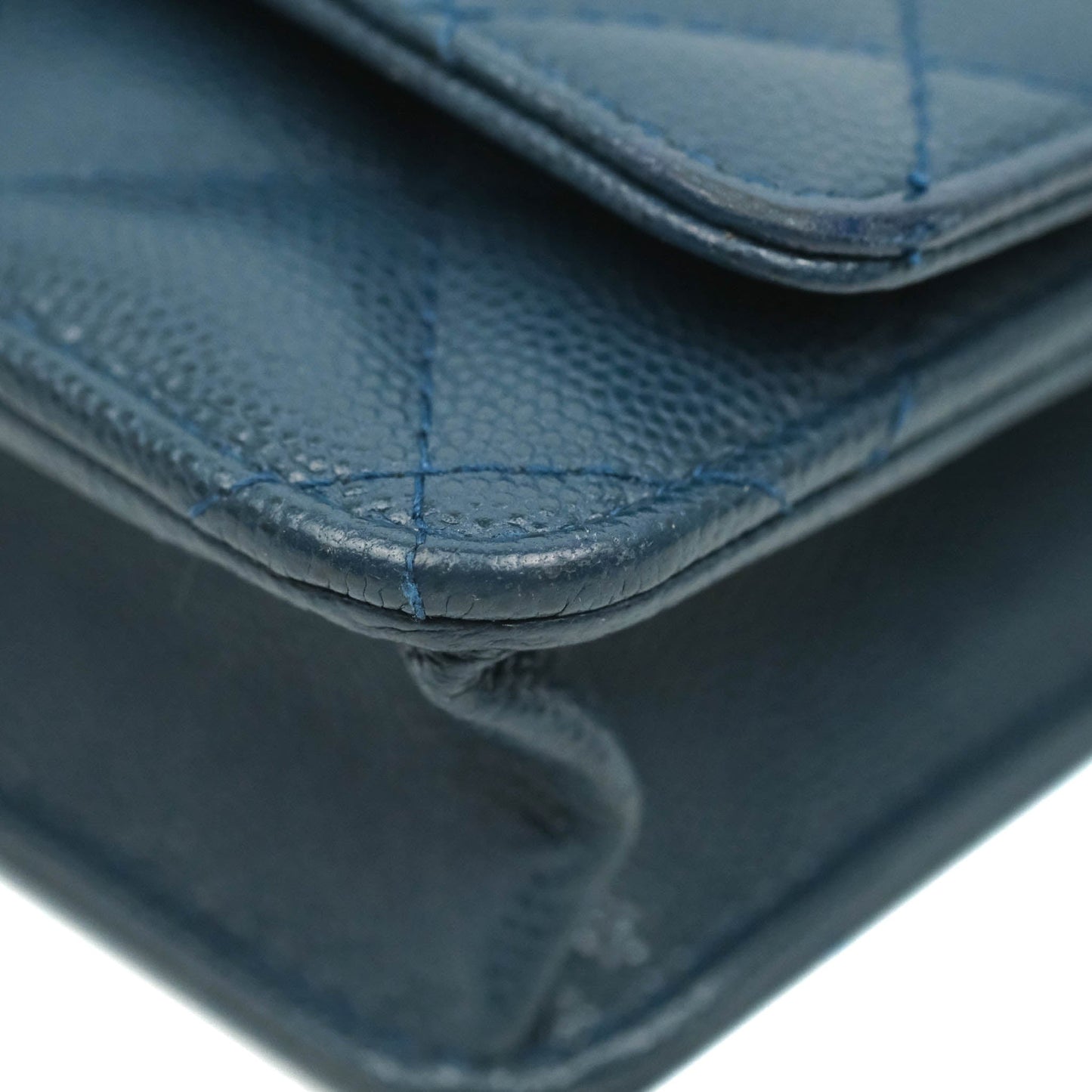 Chanel Quilted Wallet on Chain WOC Dark Blue Caviar Gold Hardware
