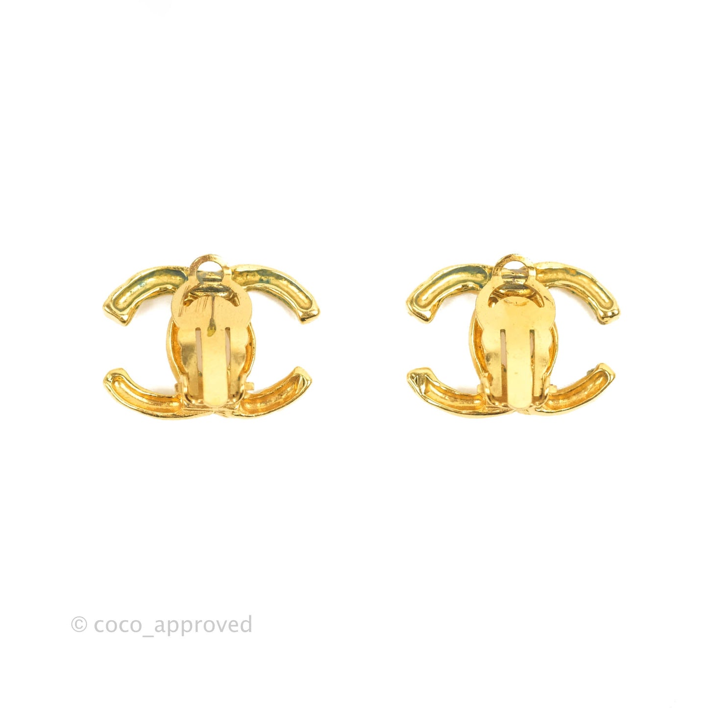 Chanel Vintage CC Clip On Earrings Gold Tone