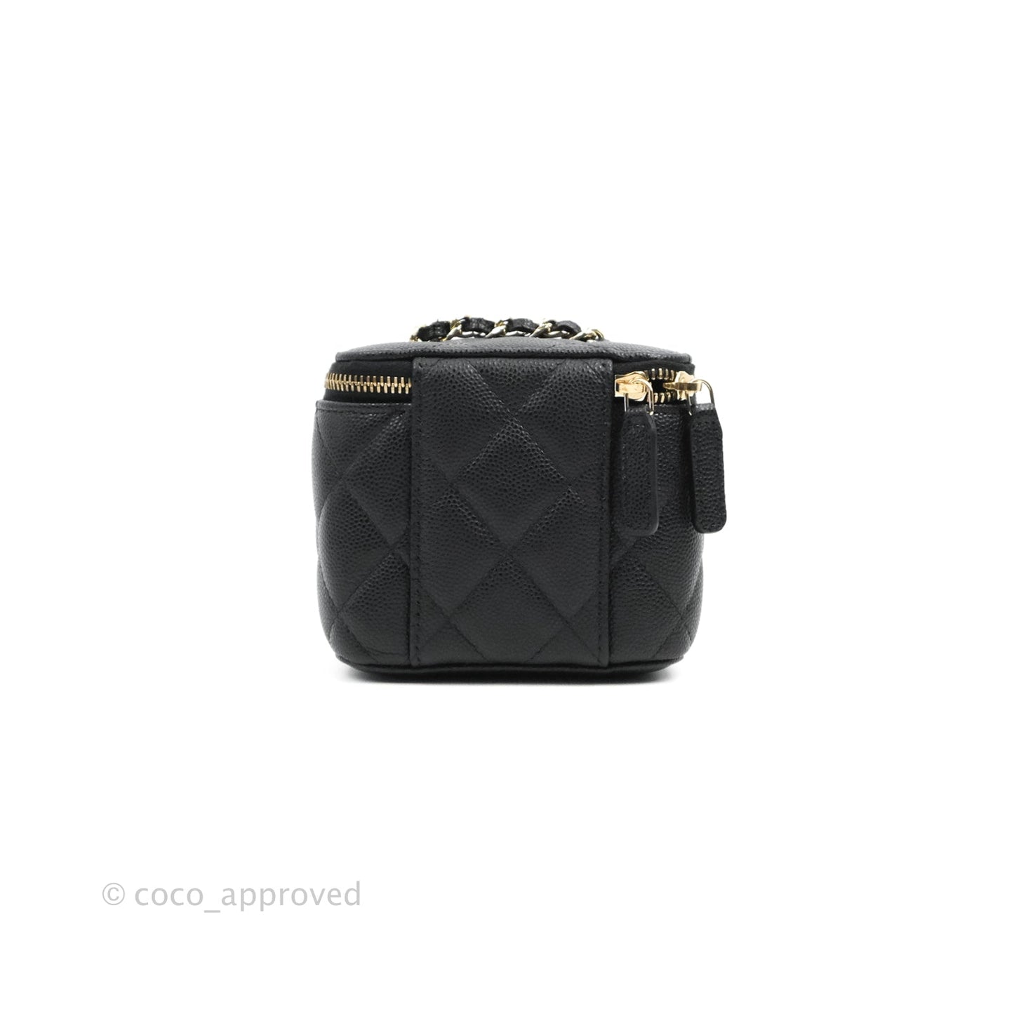 Chanel Mini Vanity With Chain Black Caviar Gold Hardware