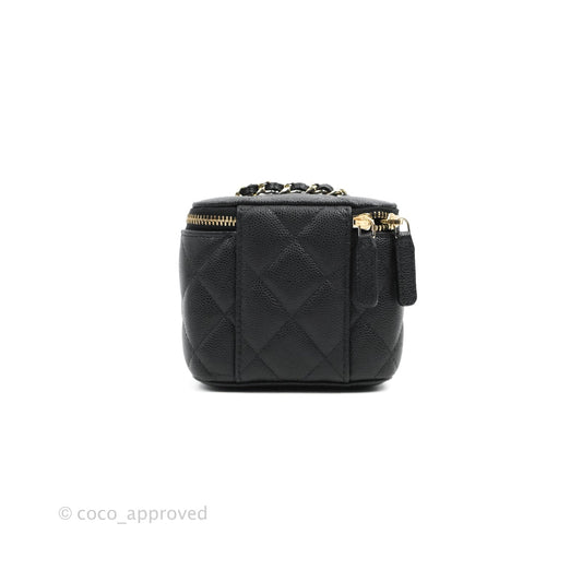 Chanel Mini Vanity With Chain Black Caviar Gold Hardware