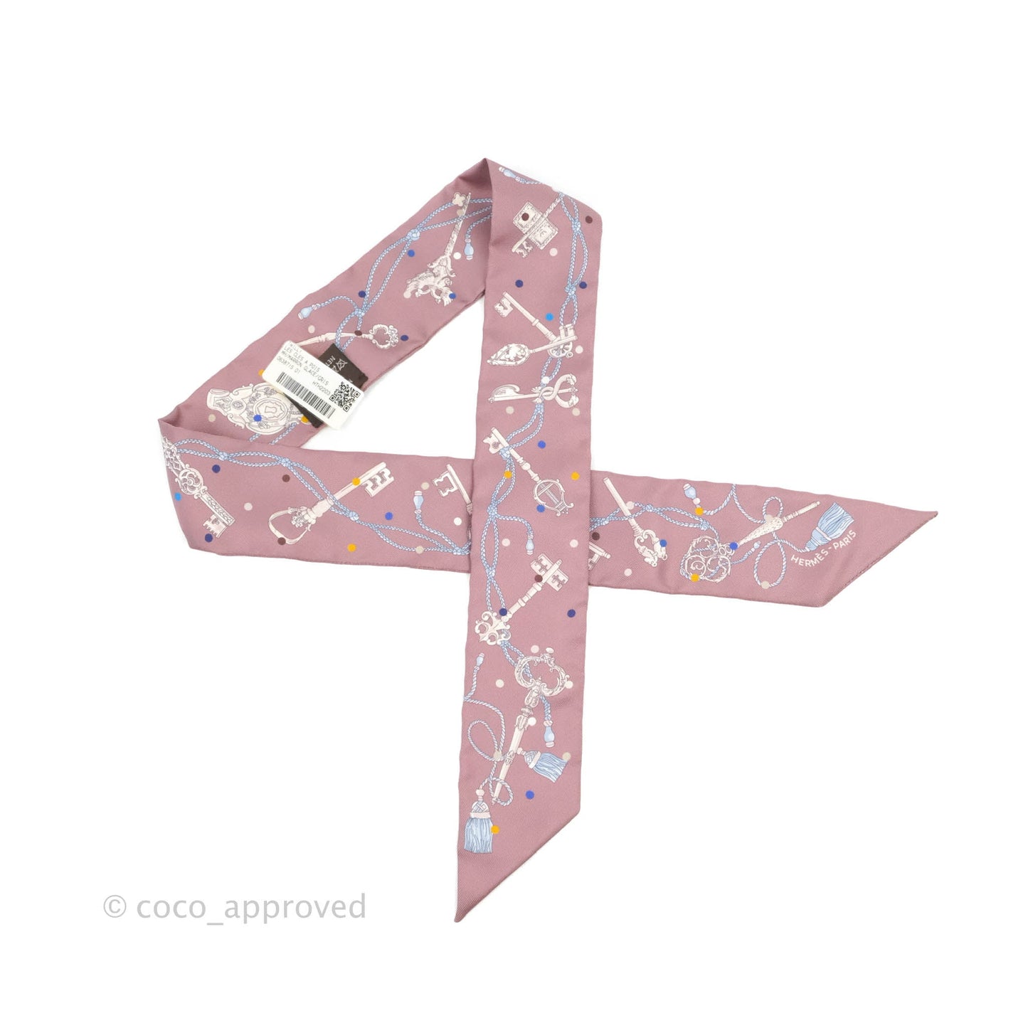 Hermès Silk Les Cles a Pois Twilly