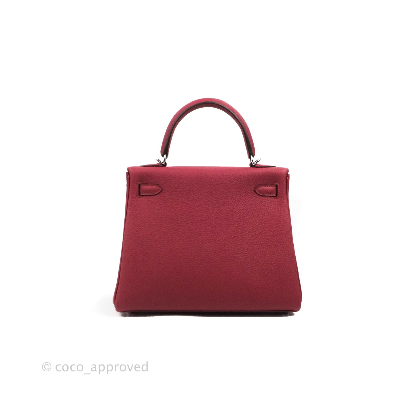 DM/email us to purchase - Hermes Kelly Retourne 25 Togo Rouge Grenat K1 Palladium Hardware