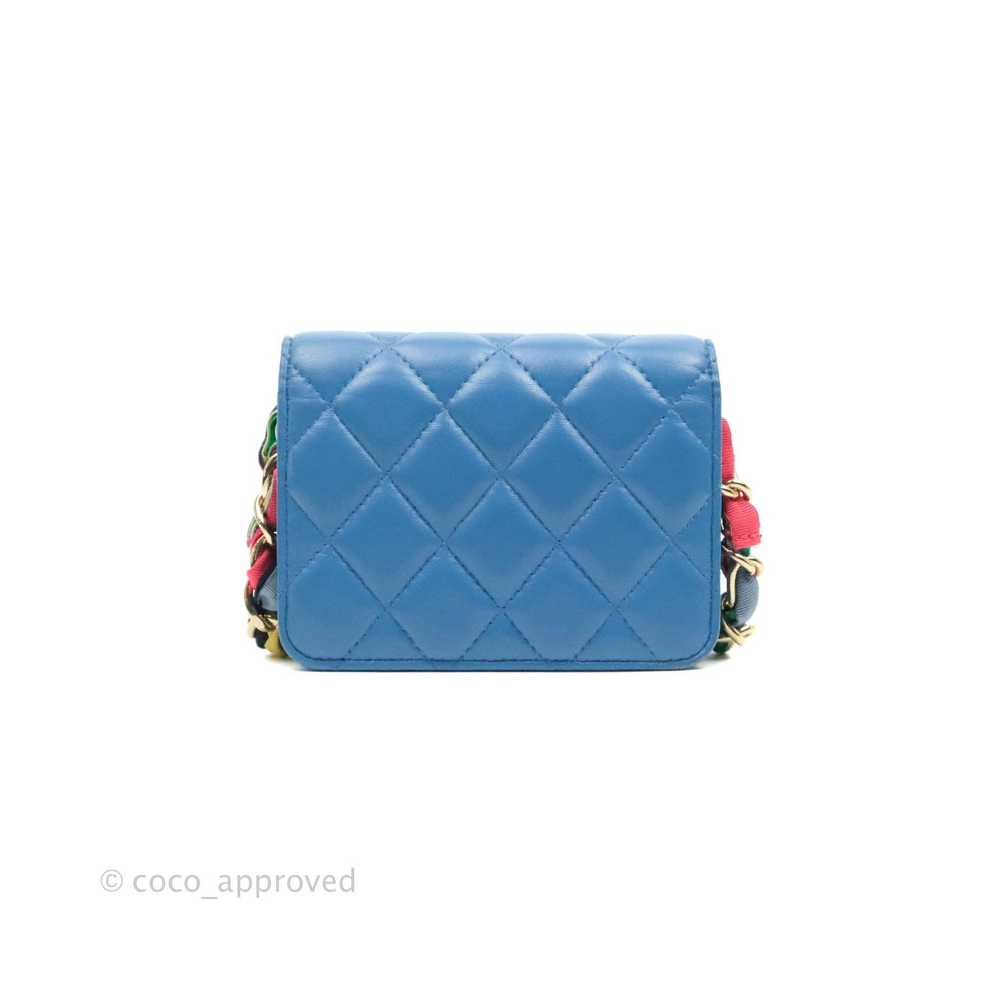 Chanel Ribbon Belt Bag Blue Lambskin Gold Hardware