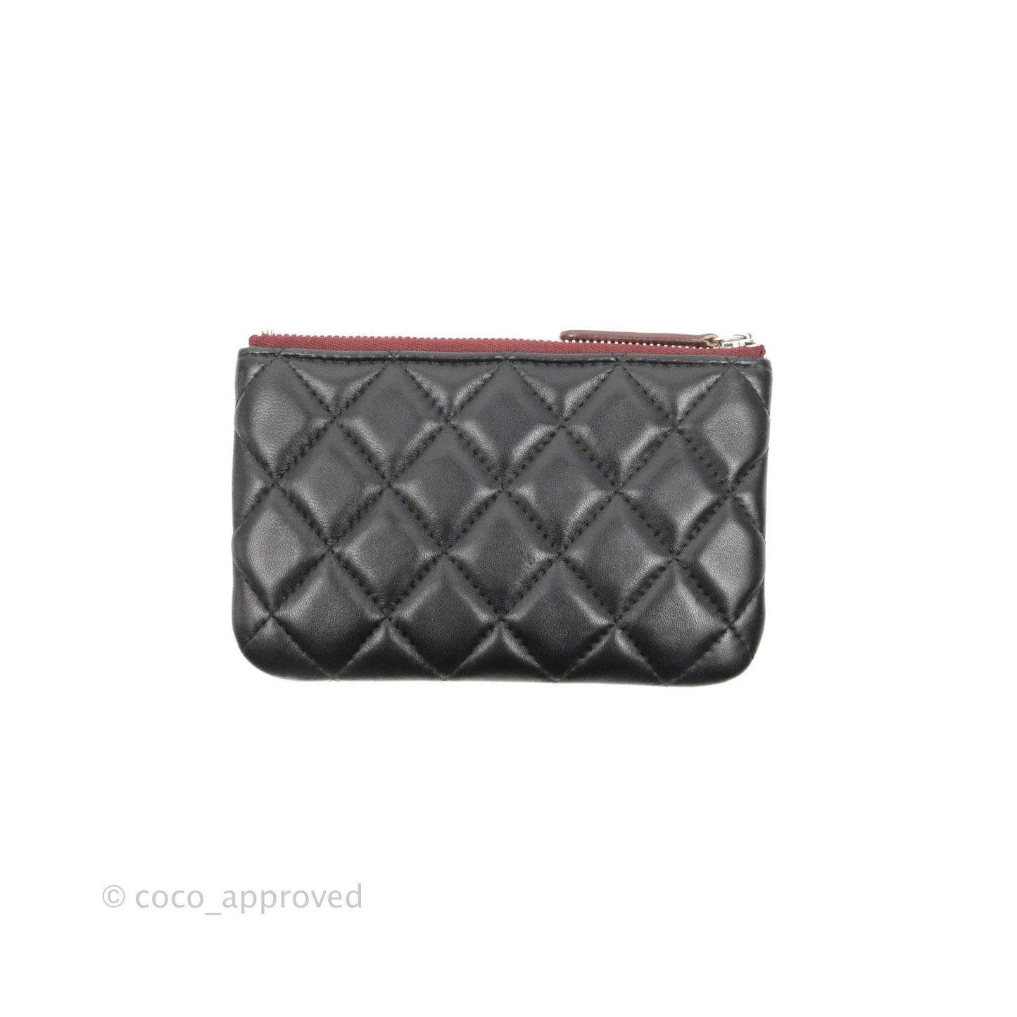 Chanel Quilted Mini O Case Black Lambskin Silver Hardware
