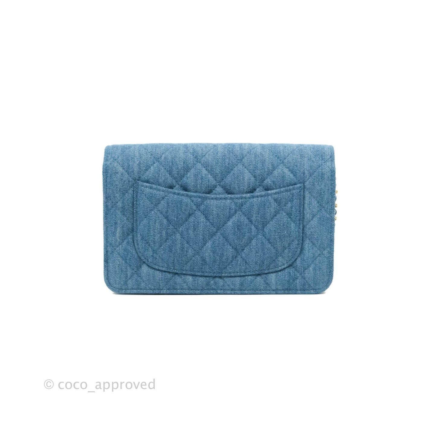 Chanel Quilted Pearl Crush Wallet on Chain WOC Denim Aged Gold Hardware