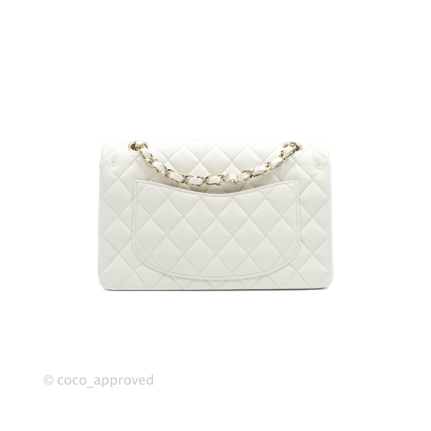 Chanel Small S/M Classic Quilted Flap White Caviar Gold Hardware