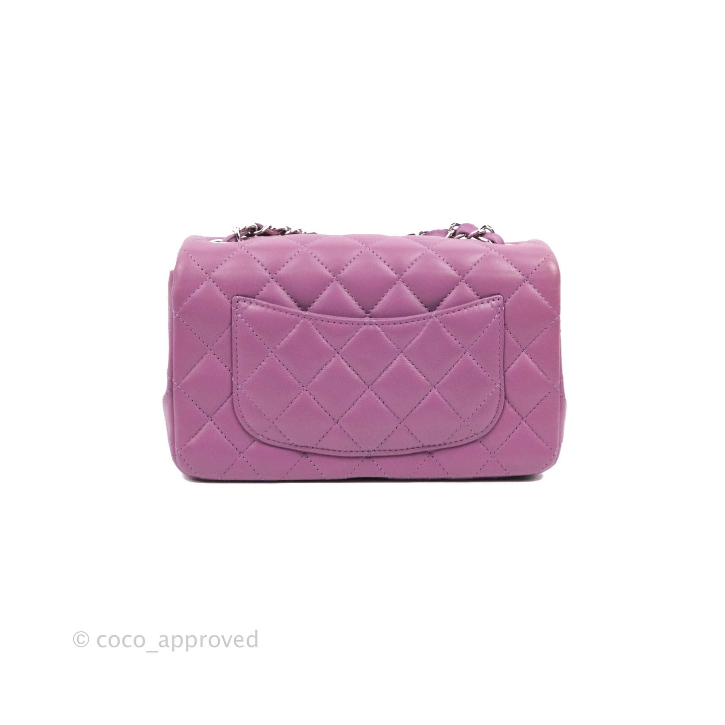 Chanel Quilted Mini Rectangular Flap Purple Lambskin Silver Hardware