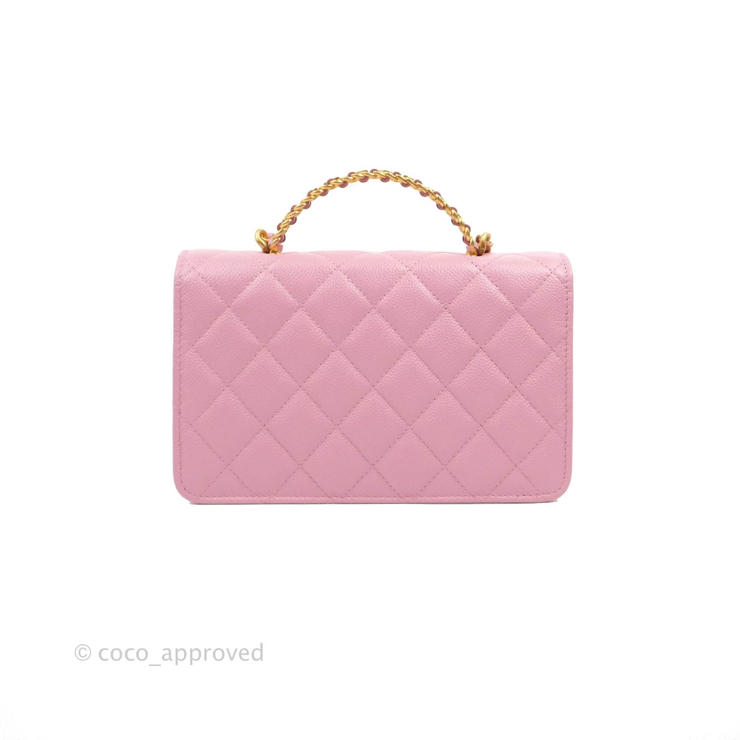 Chanel Top Handle Wallet On Chain WOC Pink Caviar Gold Hardware 22S