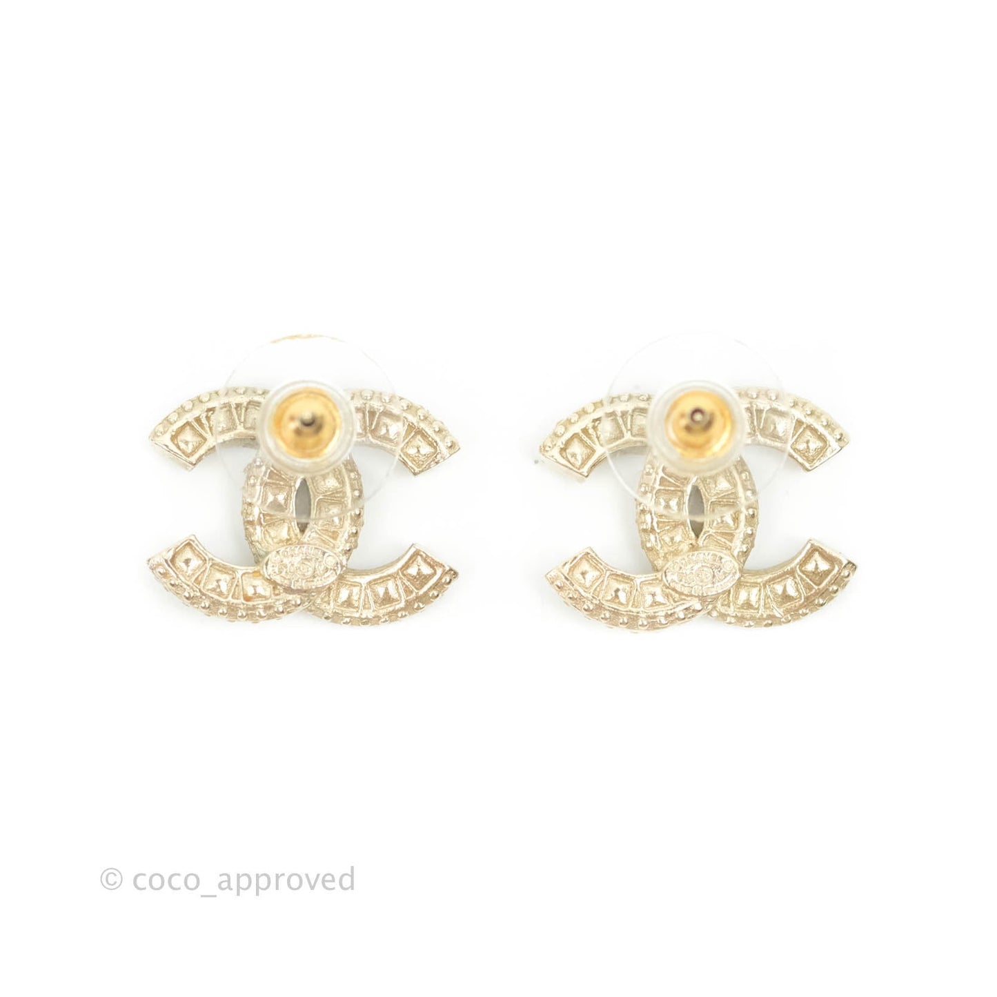 Chanel Crystal CC Earrings Gold Tone