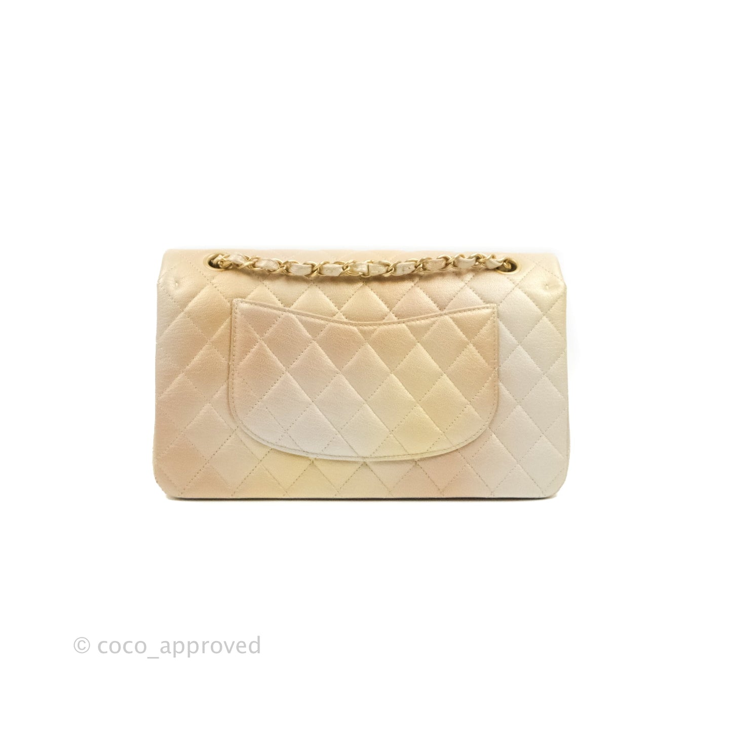 Chanel Classic Quilted M/L Medium Flap Ombre Metallic Goatskin Aged Gold Hardware