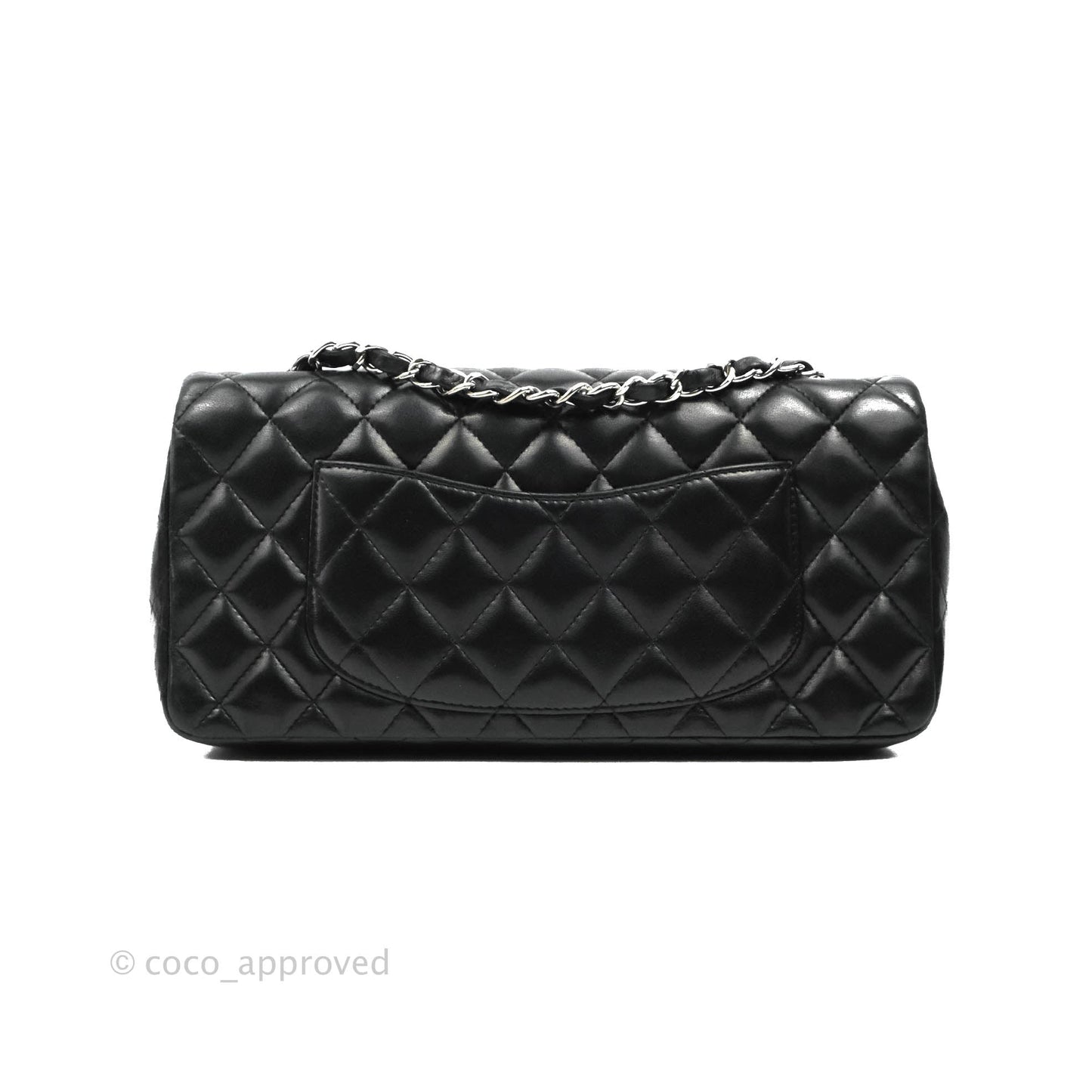 Chanel Quilted East West Flap Bag Black Lambskin Silver Hardware