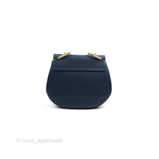 Chloe Mini Drew Crossbody Bag Navy Grained Leather