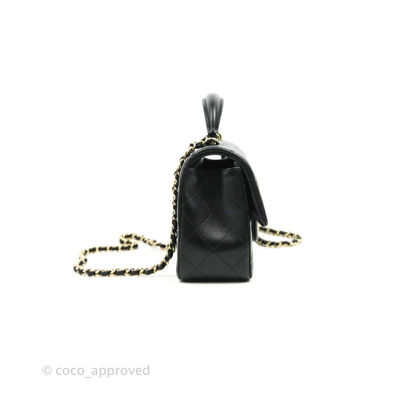 Chanel Top Handle Mini Rectangular Flap Bag Black Lambskin Gold Hardware