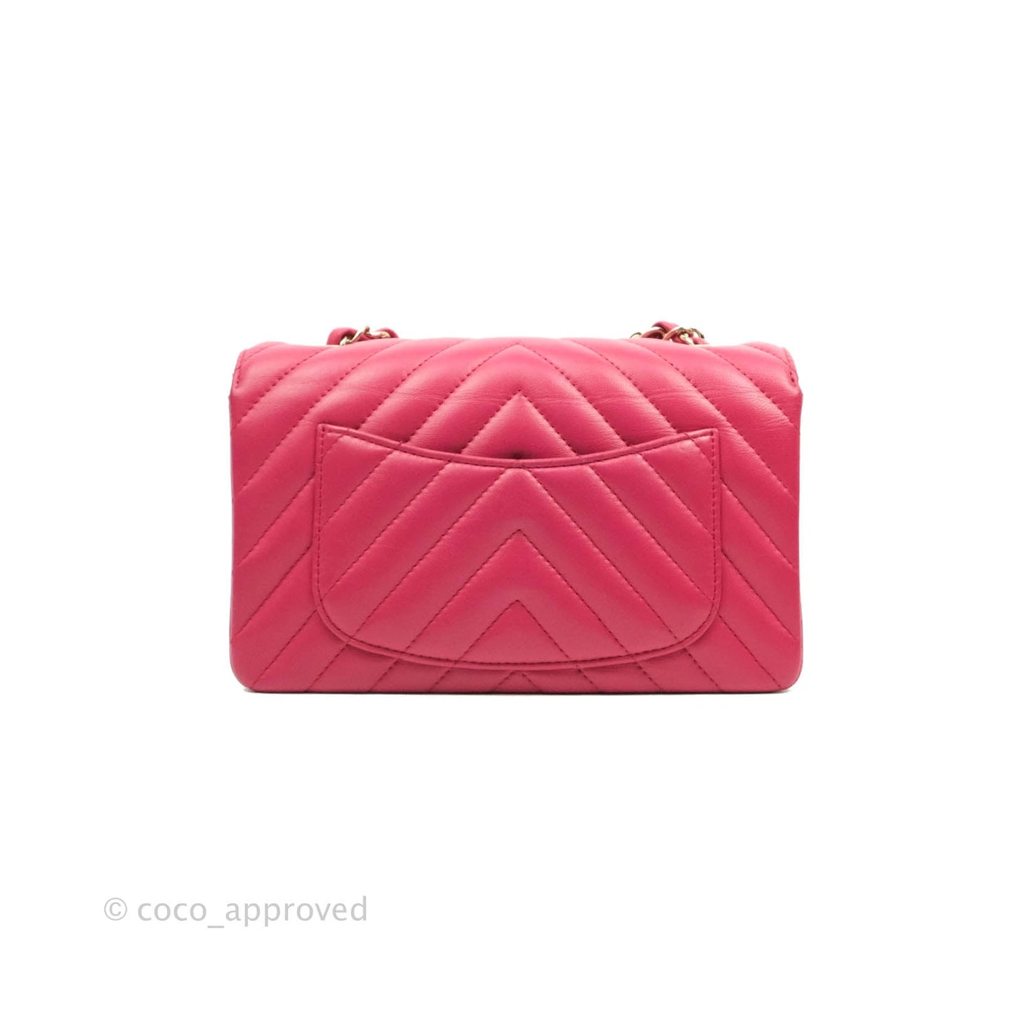 Chanel Chevron Mini Rectangular Flap Pink Lambskin Gold Hardware
