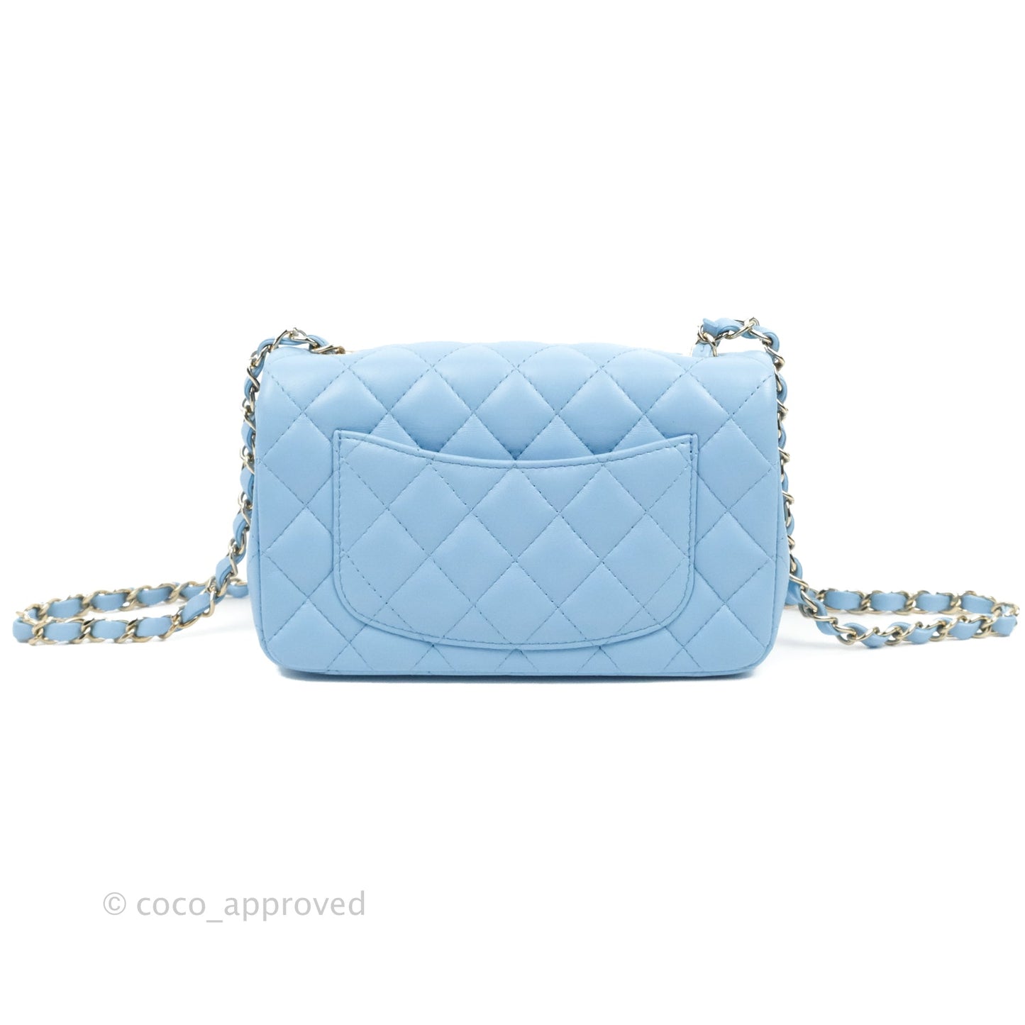 Chanel Quilted Mini Rectangular Flap Blue Lambskin Gold Hardware