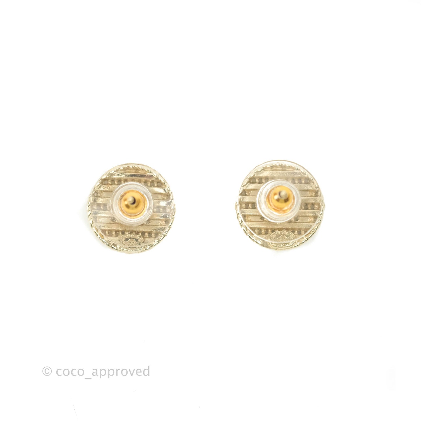 Chanel CC Round Earrings Gold Tone 19C