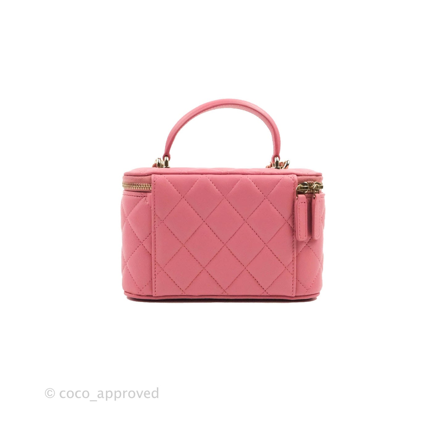 Chanel Vanity Rectangular Top Handle Pink Lambskin Gold Hardware