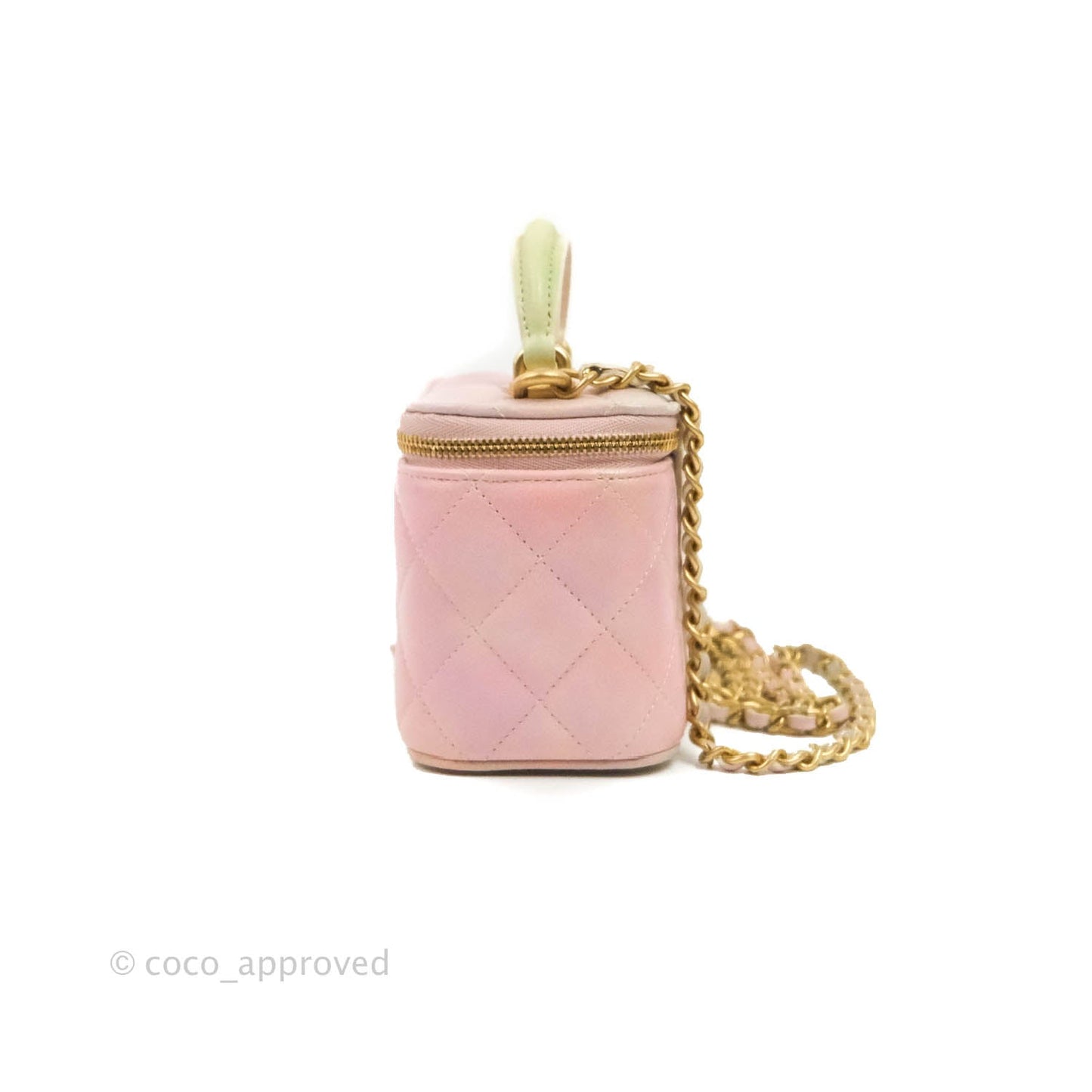 Chanel Mini Top Handle Vanity With Chain Rainbow Lambskin Aged Gold Hardware