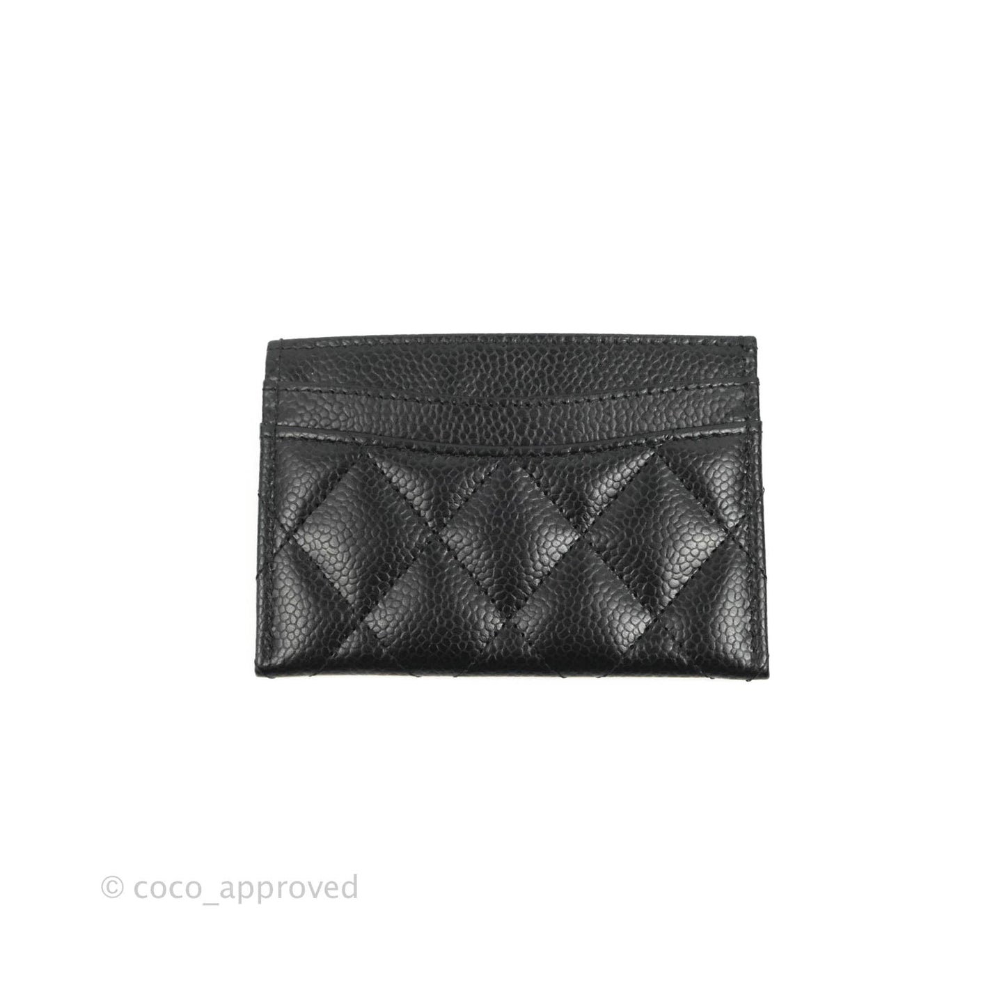 Chanel Classic Flat Card Holder Black Caviar Gold Hardware