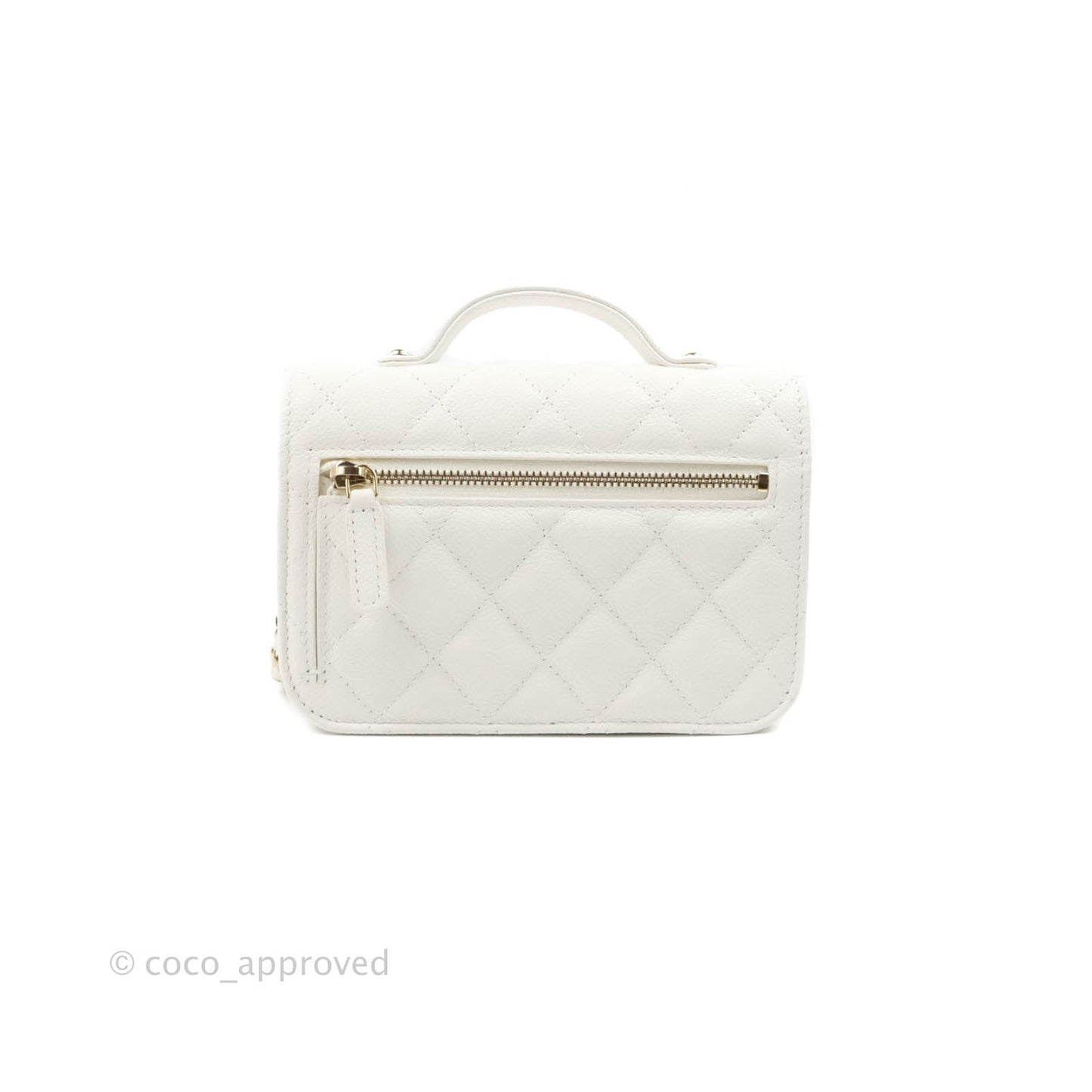 Chanel Business Affinity Clutch With Chain White Caviar Gold Hardware