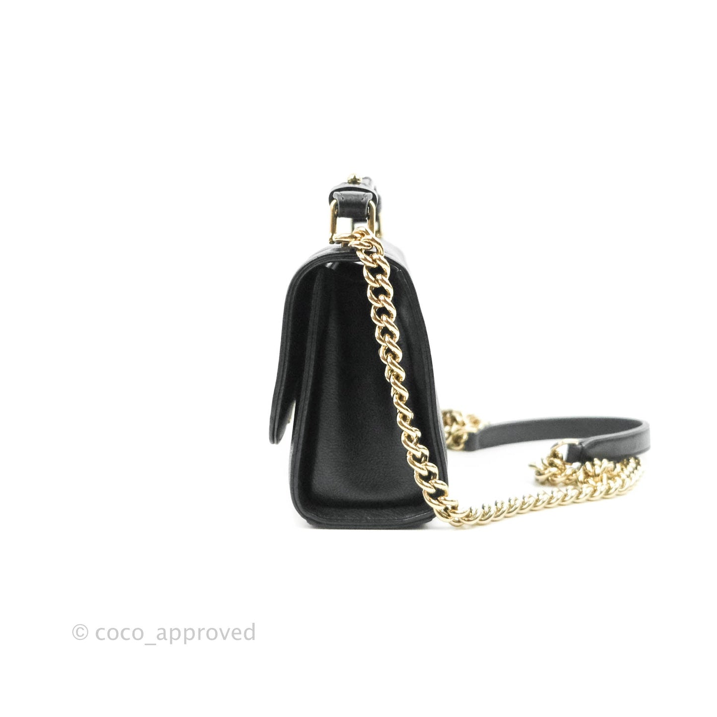 Chanel Quilted Small Label Click Flap Bag Black Grained Calfskin Gold Hardware