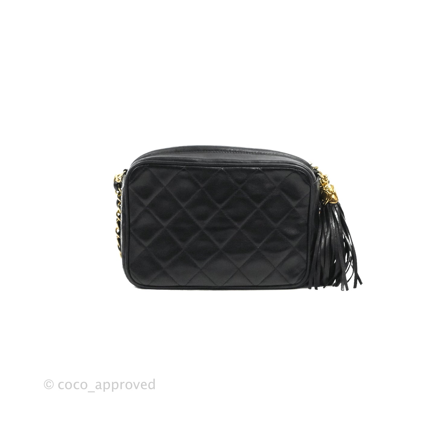 Chanel Vintage Small Camera Bag Black Lambskin Gold Hardware