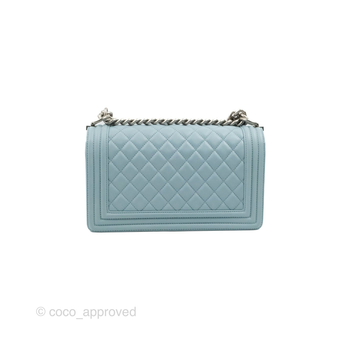 Chanel Quilted Medium Boy Blue Calfskin Matte Silver Hardware