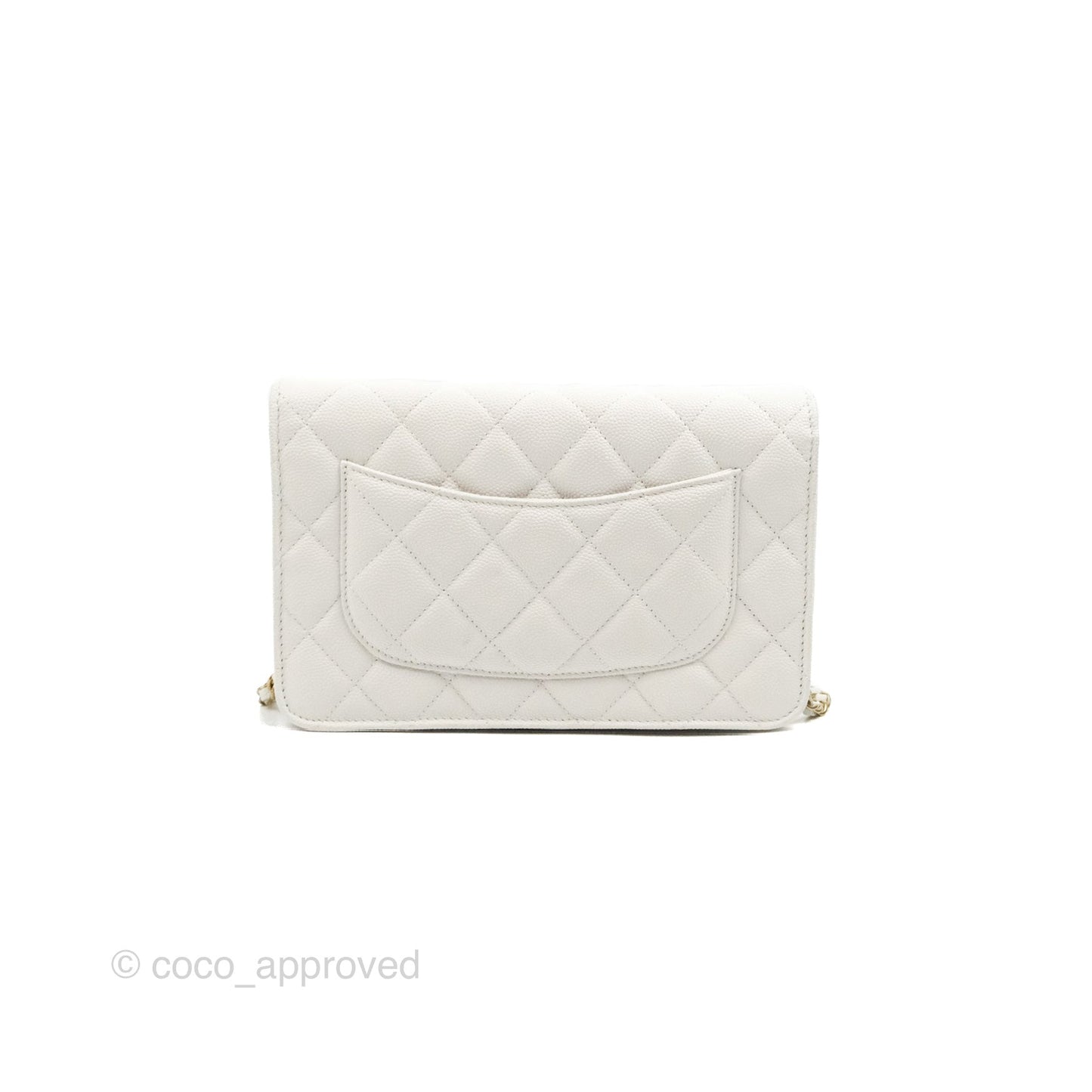 Chanel Quilted Classic Wallet on Chain WOC White Caviar Gold Hardware