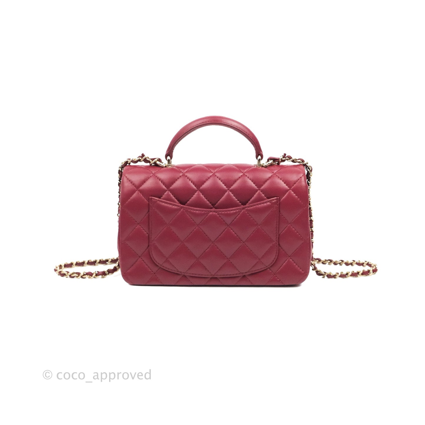 Chanel Top Handle Mini Rectangular Flap Bag Burgundy Lambskin Gold Hardware
