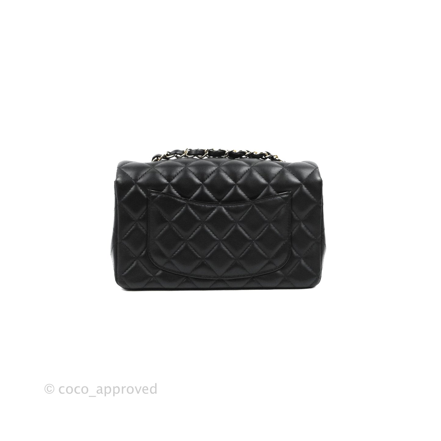 Chanel Quilted Mini Rectangular Flap Black Lambskin Light Gold Hardware