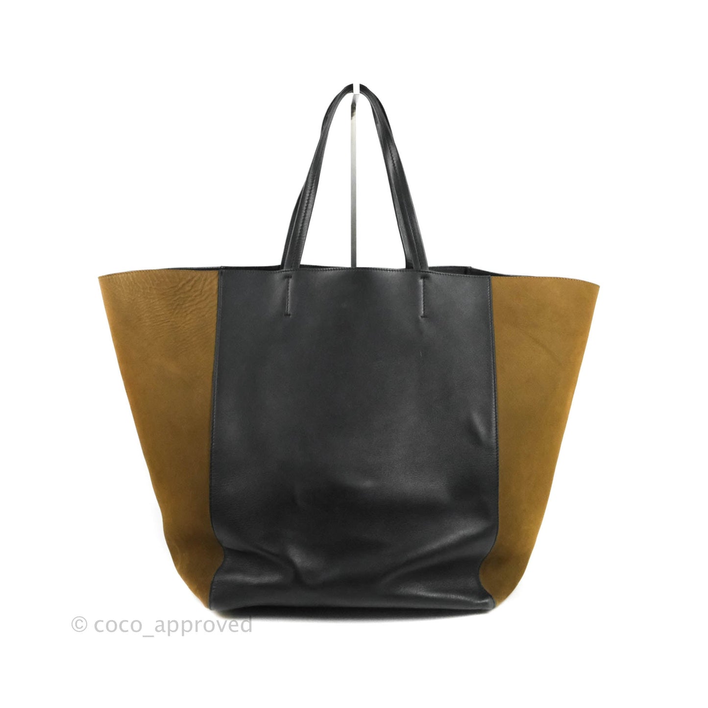 Celine Large Cabas Phantom Brown Suede Black Calfskin