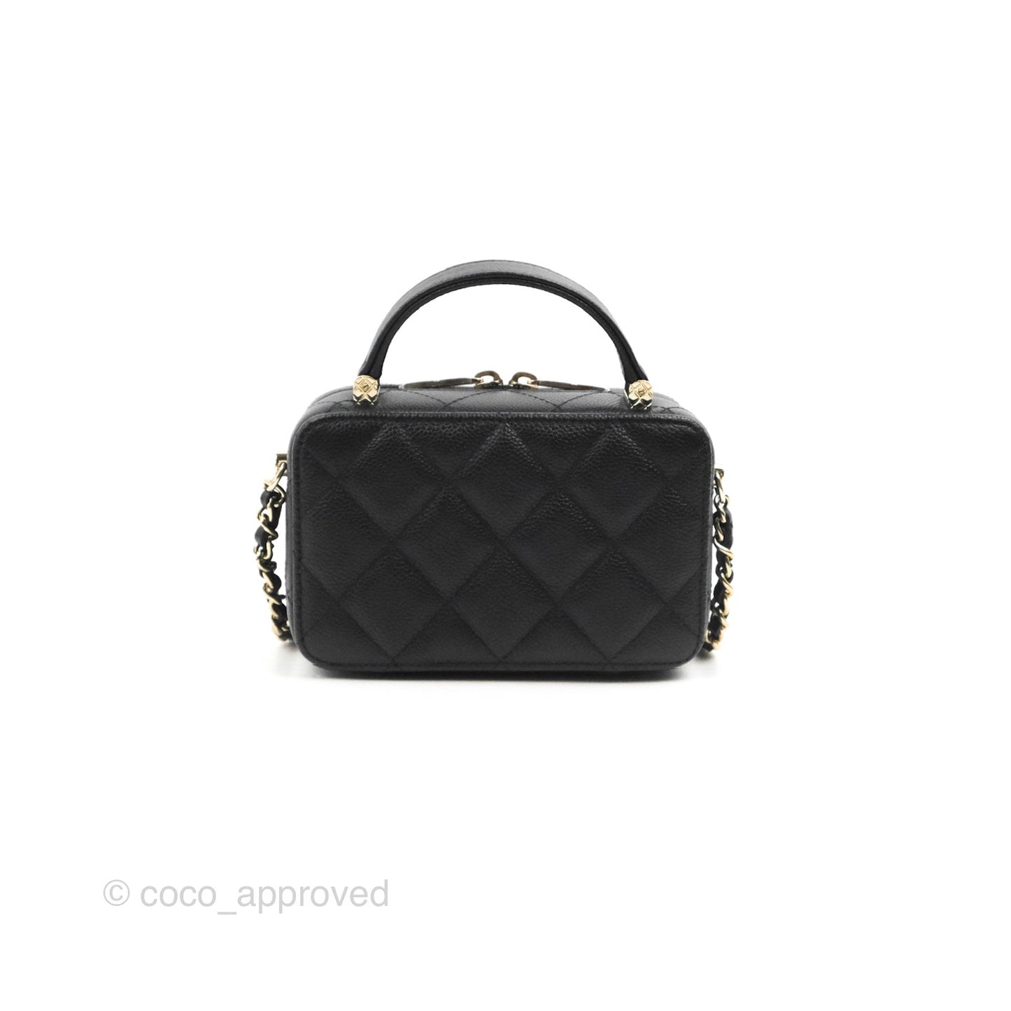 Chanel Vanity Handle With Chain Black Caviar Gold Hardware 22P