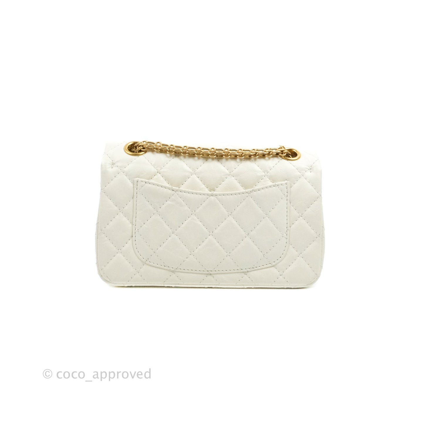 Chanel Mini Reissue 224 White Aged Calfskin Aged Gold Hardware